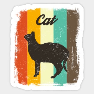 Cat Retro 70s Vintage Kitten Lover Gift Sticker